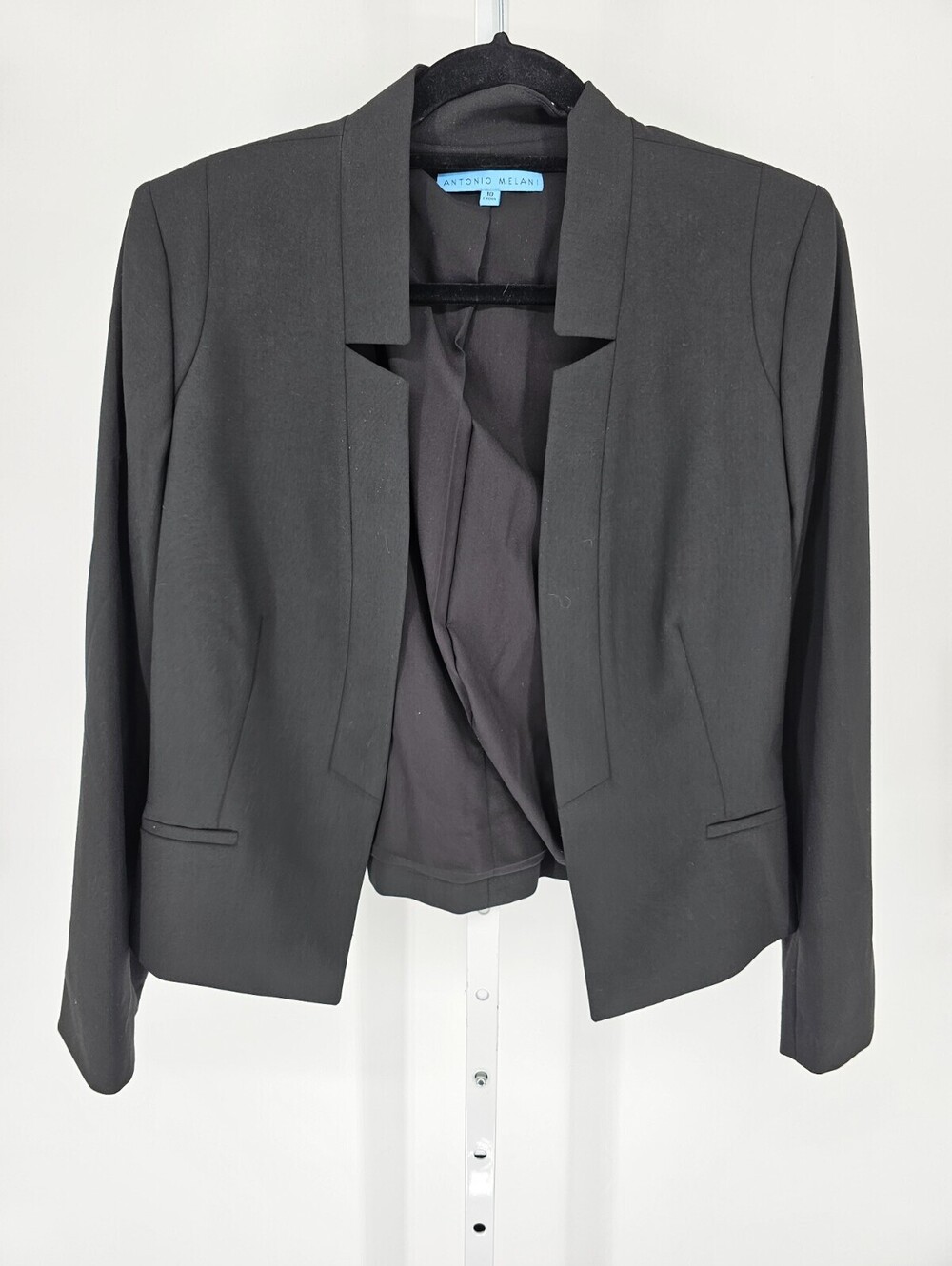Antonio Melani Womens Sz 10 Open Front Suit Jacket Blazer Black